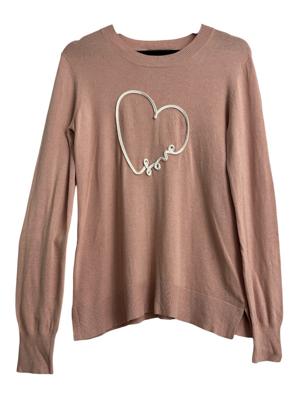 Women's Dusty Rose 'Love' Heart Crewneck Sweater Long Sleeves women XS